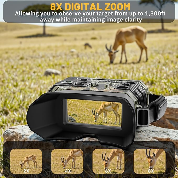 WOSPORTS 4K Infrared Night Vision Goggles – 1300FT Range, 8X Digital Zoom - Image 5