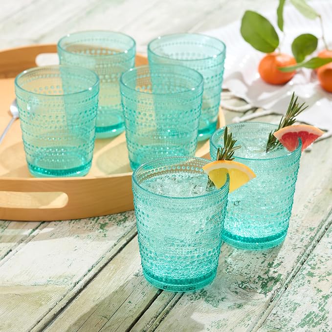 Santa Fe Teal Set of 6 Premium Acrylic DOF Glasses 16 oz – Unbreakable Drinkware - Image 4