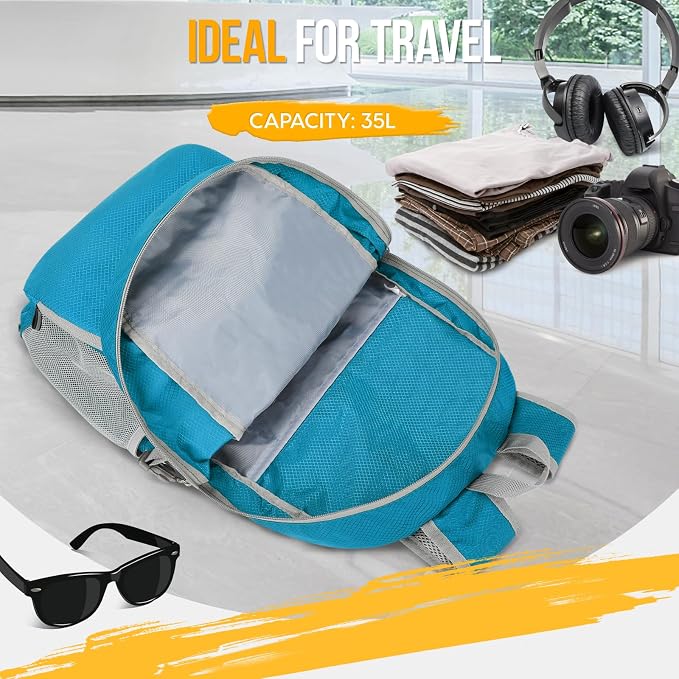 ZOMAKE Lightweight Packable Backpack 35L, Light Foldable Backpacks Water - Image 3
