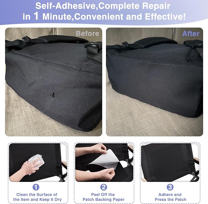 Gheeidau Canvas Repair Patch 9×11 Inch 3Pcs Waterproof Self-Adhesive Fabric - Image 5