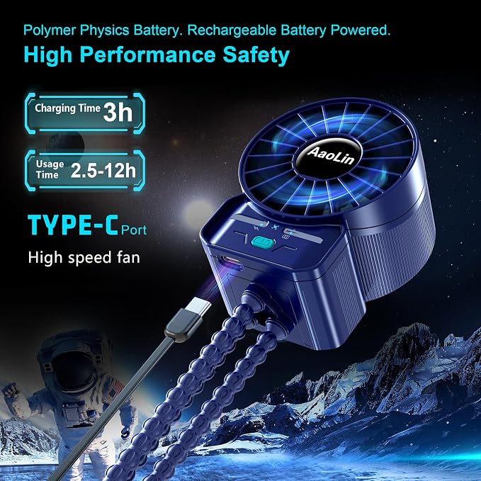 multifunctional USB rechargeable portable stroller small fan 4 speed 6600rpm - Image 4
