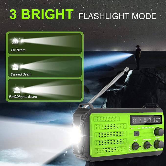 Emergency Radio with Solar & Hand Crank Radio 22200mWh NOAA Emergency Weather - Image 5