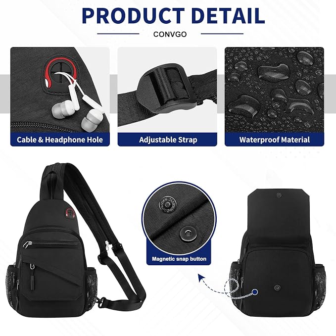 Crossbody Bag Casual Sling Bag for Men, Convertible Backpack, 3-in-1 Anti-Theft - Image 6