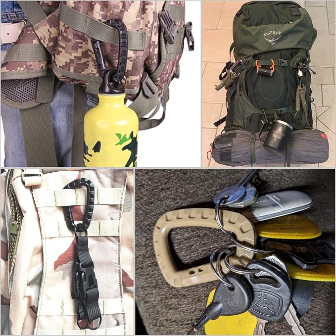 Tactical Gear Carabiner Keychain Clip Plastic D-Rings Large Key Chain Heavy - Image 6