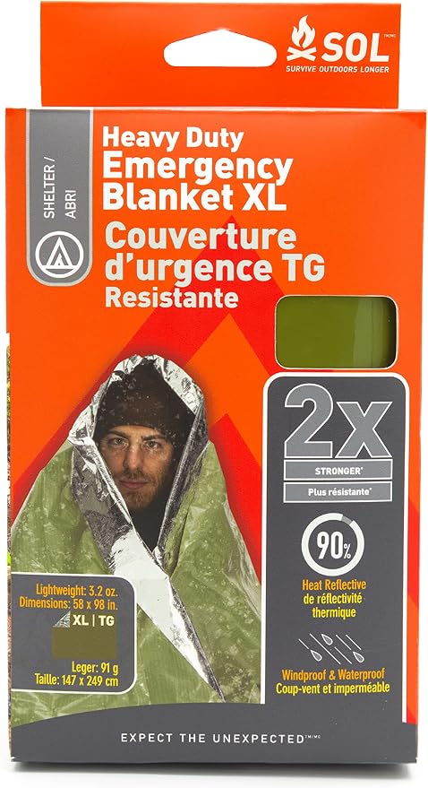S.O.L. Survive Outdoors Longer 90% Heat Reflective Heavy-Duty Emergency Blanket by SOLSurviveOutdoorsLonger