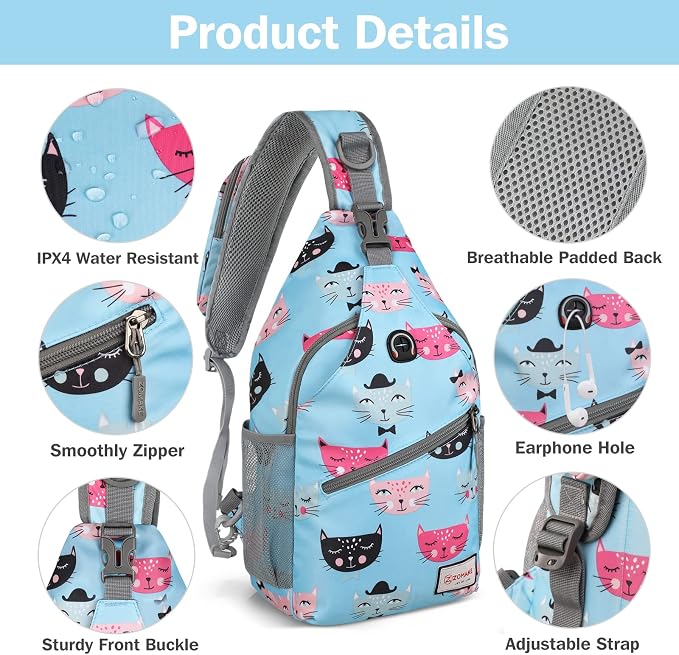 ZOMAKE Sling Bag, Small Crossbody Sling Backpack, Water Resistant Shoulder - Image 4