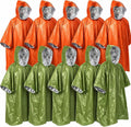 10 Pack Emergency Ponchos with Polyester Film Blanket Liner Waterproof by Bunnycool