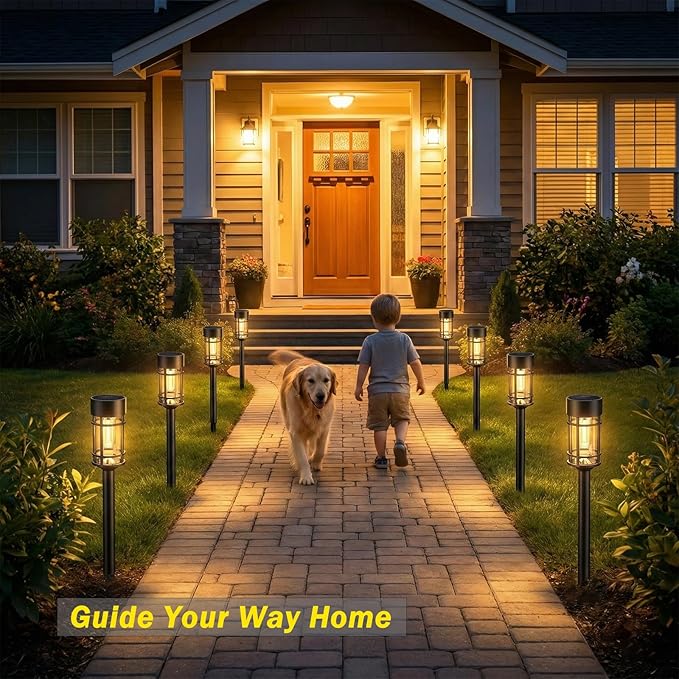 ILANCK Solar Lights Outdoor Waterproof, 8 Pack 21" Solar Pathway Lights - Image 5