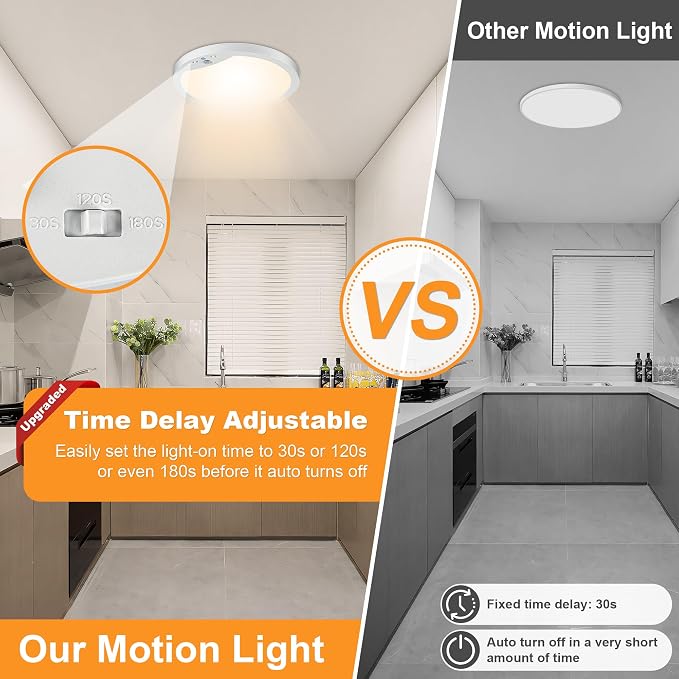 2-Pack Motion Sensor Ceiling Lights Hard-Wired, 9Inch Indoor Motion Activated - Image 2