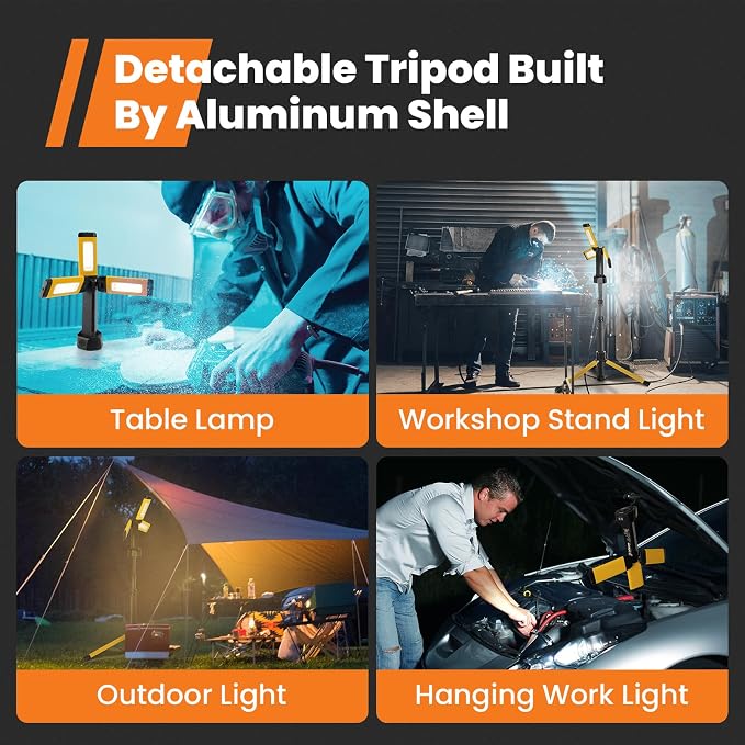 Rechargeable Work Light with Stand, GoGonova Cordless Work Light with Triple - Image 5