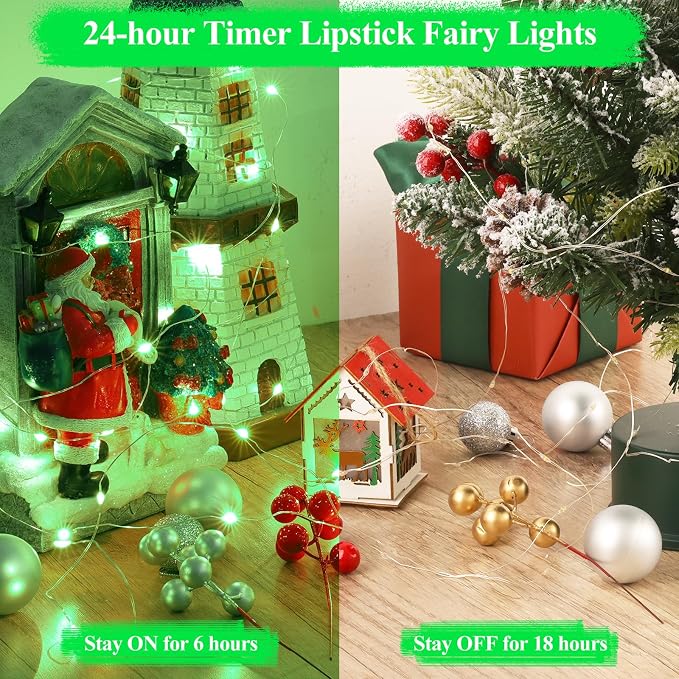 Lakumu Fairy Lights Battery Operated St. Patrick's Day, Rechargeable Copper - Image 4