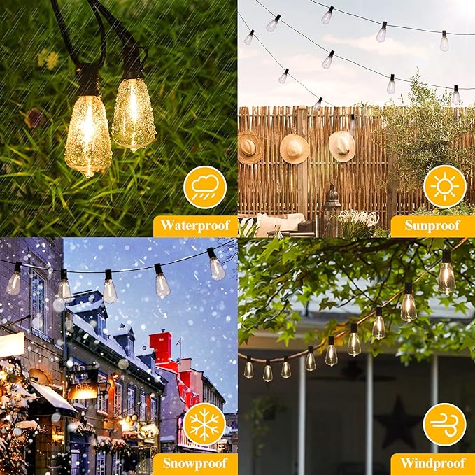 Brightever 120FT Outdoor String Lights Waterproof, 2700K Bright LED Patio Lights - Image 5