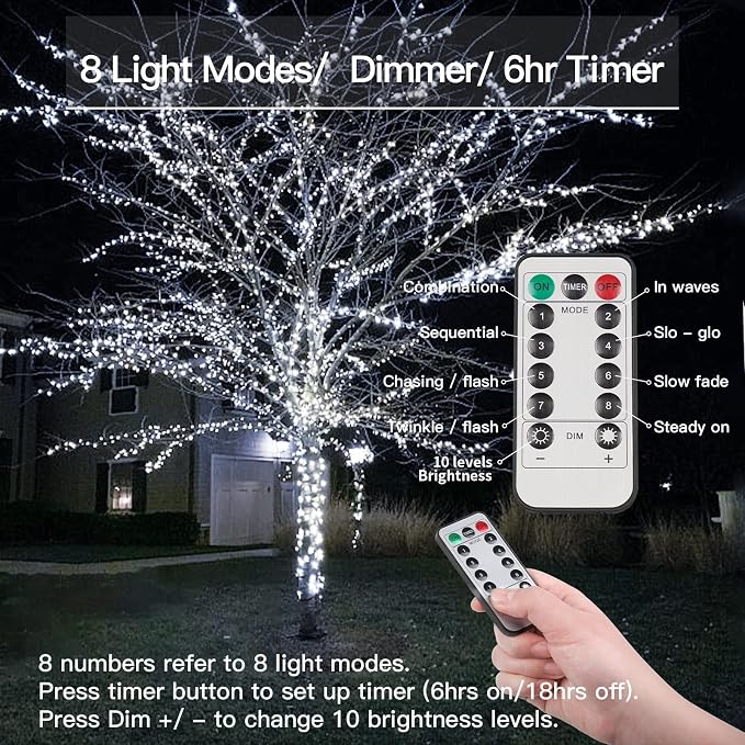 suddus 66ft 200 LED Outdoor String Lights, Led Twinkle Lights - Image 2