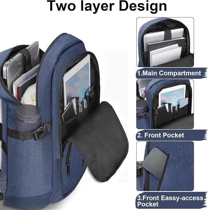 Mancro Laptop Backpack, 15.6 inch Business Backpack Anti Theft College School - Image 2
