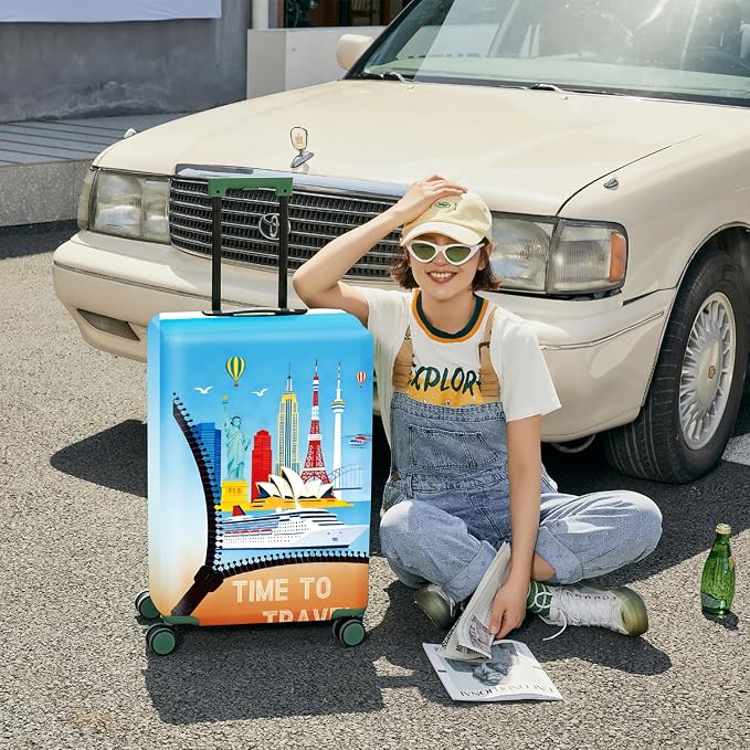 ANNA QUEEN Worldwide Travel Airplane Luggage Cover, Stretchable Suitcase - Image 4