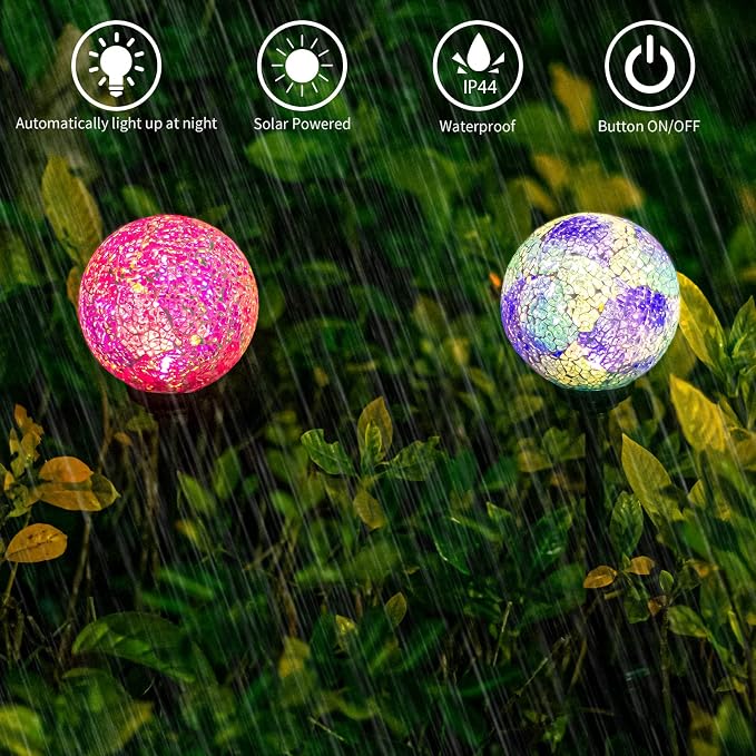VCUTEKA Solar Garden Decorative Lights Outdoor, Mosaic Solar Light Waterproof - Image 3