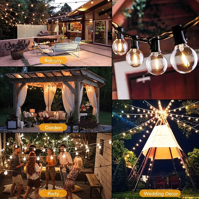50FT Outdoor String Lights Waterproof, Bright 2700K LED Patio Lights String - Image 7