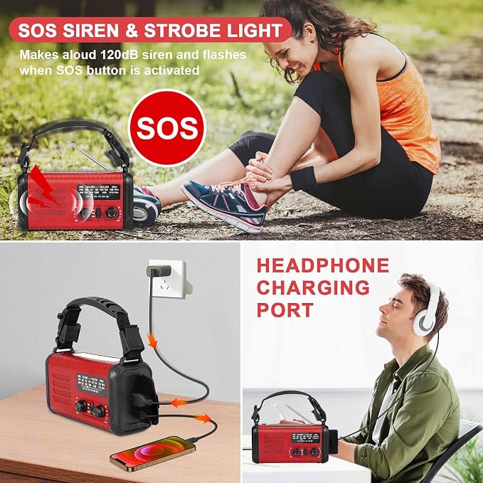 Emergency Hand Crank Solar Radio 20000mAh - Image 6