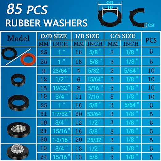 ZDBB 165 PCS Plumbing Hose Rubber Washers Assortment Set - Image 2