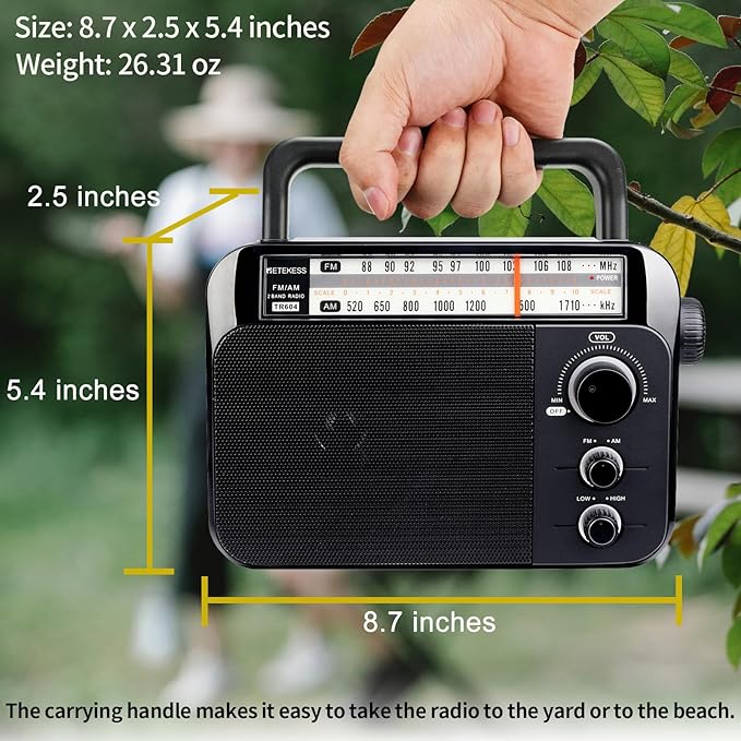 Retekess TR604 AM FM Radio, Portable Radio Plug in Wall, D Battery Operated - Image 4