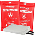 Heavy-Duty Emergency Fire Blanket, 2 Pack – Fireproof Fiberglass Blanket by VitaPolaris