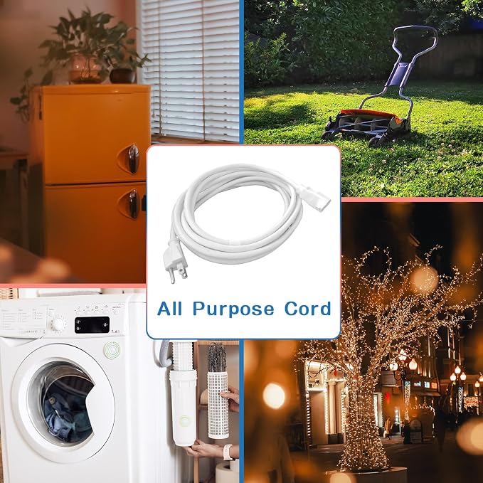 Indoor Outdoor Extension Cord 6 FT, 16/3 SJTW Weatherproof White Electrical - Image 8