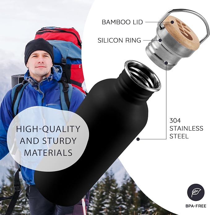 Bambaw Stainless Steel Water Bottle, Non-Insulated Water Bottle, 1L Stainless - Image 2