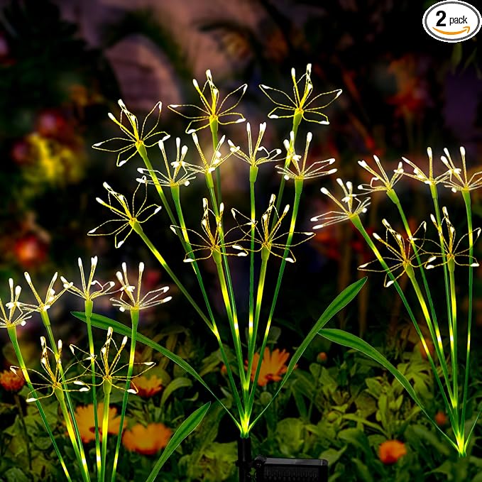 Solar Garden Lights Outdoor: Waterproof 2-Pack DIY Decorative Firework Lights by Unknown