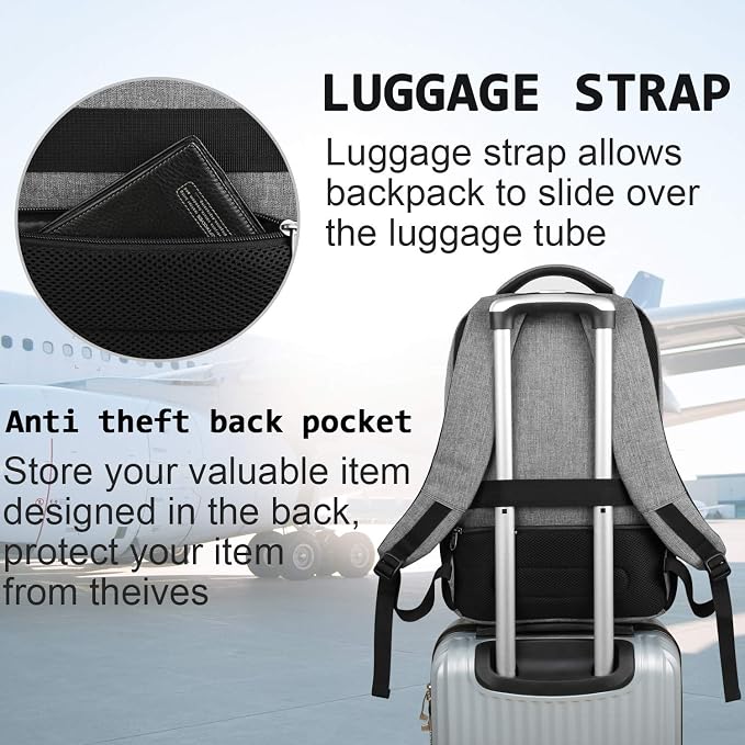 Volher Laptop Backpack, Business Travel Anti Theft Slim Durable Laptops Backpack - Image 6