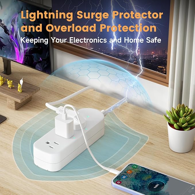 Outdoor Power Strip Weatherproof 3 FT Extension Cord Waterproof Surge Protector - Image 5