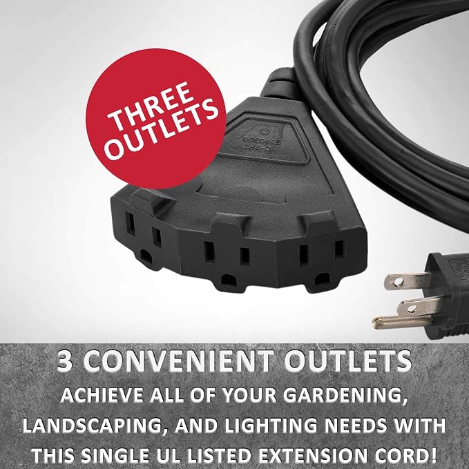 Holiday Lighting Outlet 6-Foot Black Extension Cord, 3-Prong Indoor & Outdoor - Image 6