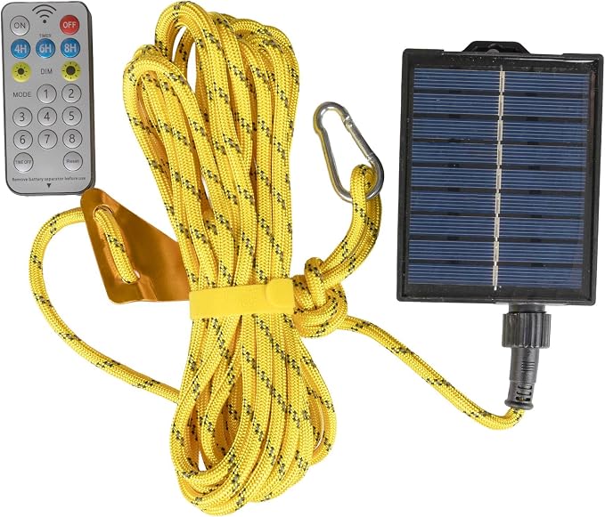 Solar Luminous Paracord Rope, 23ft Solar-Powered Yellow Glow Rope - Image 6