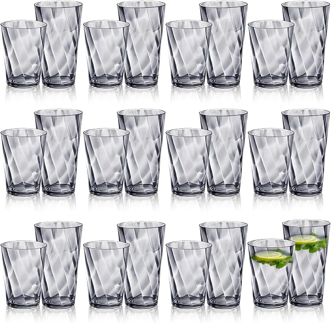LemonRoad 24 Pack Reusable Plastic Drinking Glasses Set - 20oz & 13.5oz by Unknown