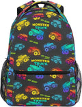 Wamika Monster Truck Kids Backpack Blue Racing Cars School Backpack Boy Girl by Wamika
