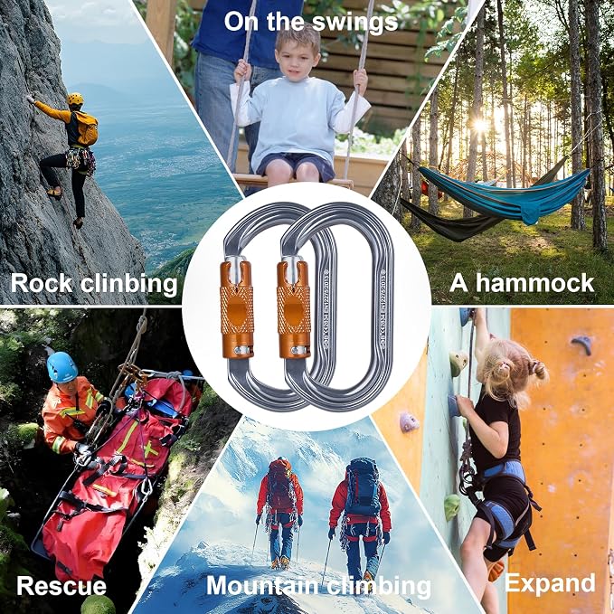 SOB Heavy Duty Steel Carabiner Clips -Auto Locking Climbing Carabiner, - Image 7