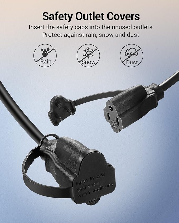 DEWENWILS Outdoor Extension Cord 1 to 3 Splitter, Total 52FT, 13A 125V 1625W - Image 9