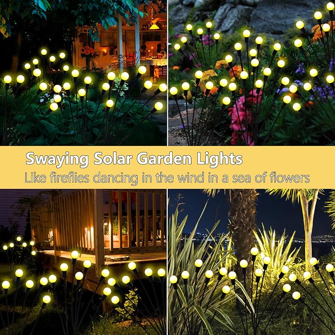 Solar Garden Lights Outdoor, 6 Pack 48 LED Solar Firefly Lights Waterproof - Image 4