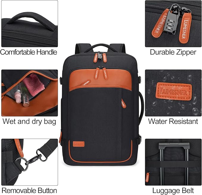 Lumesner Carry on Travel Backpacks, Extra Large 40L Flight Approved Bag - Image 7