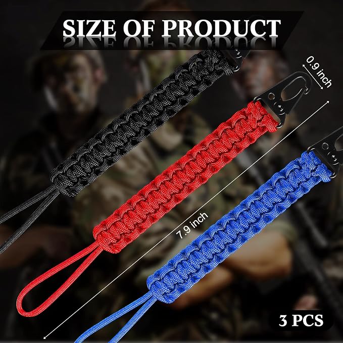 Shappy 3 Pcs Paracord Keychain Weave 550 Paracord 9 Inch Tactical Lanyard - Image 2