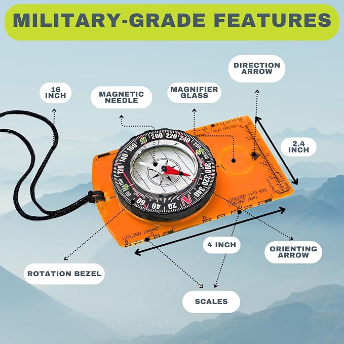 Trekker's Compass Crew Orienteering Compass, Magnetic Navigation Set - Image 5