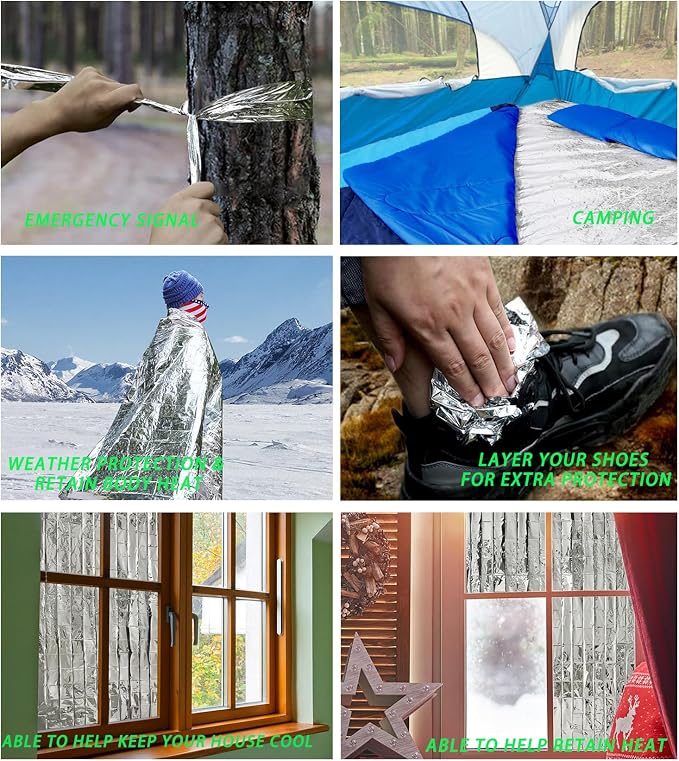 Emergency Foil Blanket, Survival Thermal Mylar Blankets Individually Packaged - Image 6
