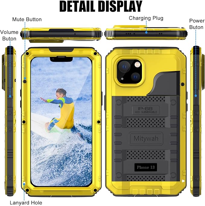 Mitywah Waterproof Case for iPhone 13, Heavy Duty Military Grade Drop - Image 6