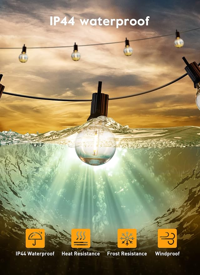 Brightown Outdoor String Lights, 58FT 25 Shatterproof LED Bulbs - Image 5