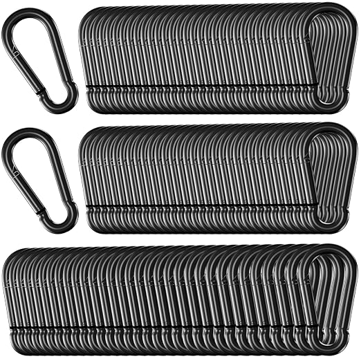 150 Pack M5 Carabiners, 3/16Inch Galvanized Steel Black Quick Link Small by SEUNGCH