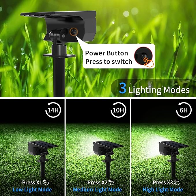 Tadyreal Solar Spot Lights Outdoor 6 Pack, Solar Landscape Spotlights Waterproof - Image 6