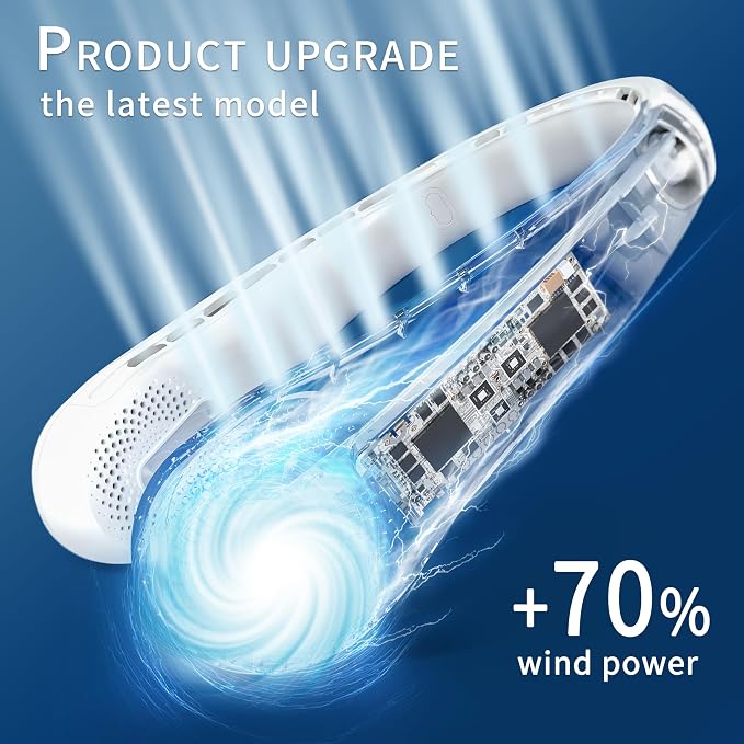 FrSara Neck Fan, Portable Personal Fan Strong Wind, Air Volume, 360° Cooling - Image 2