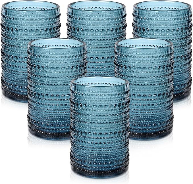 ZMOWIPDL Vintage Glassware Drinking Glasses Set of 6, 15 oz Hobnail Glass Cups by ZMOWIPDL