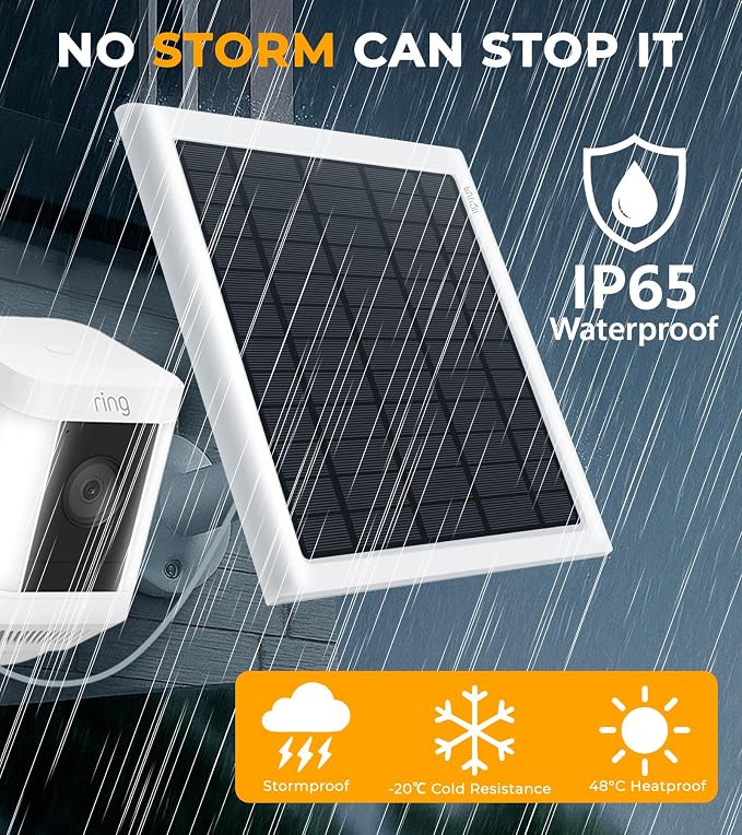 8W Solar Panel for Ring Camera, Spotlight Cam Battery, Includes Barrel Plug to - Image 6