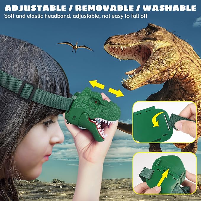 Dysaim Dinosaur Headlamp for Kids Flashlight Outdoor Camping Gear LED Reading - Image 5