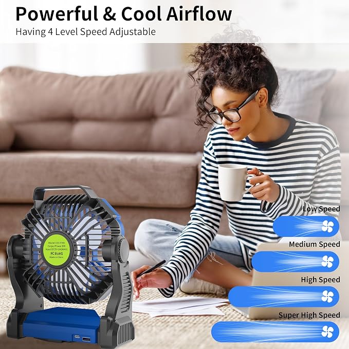 Portable Fan Rechargeable，270° Rotating Portable Cordless Battery Powered - Image 5